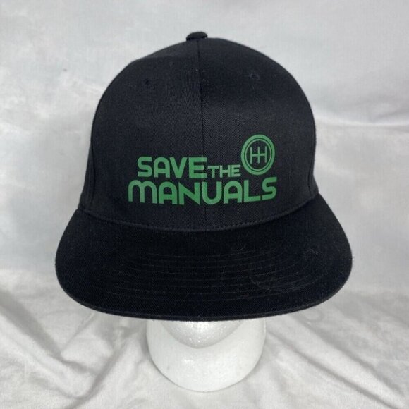 Flexfit Save The Manuals Hat Mens L-XL Black Fitted Cap Race Car Stick Shift - Picture 2 of 13